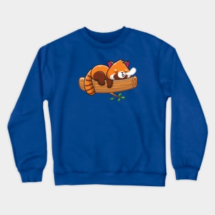 Cute Red Panda Sleeping On Wood Cartoon Crewneck Sweatshirt